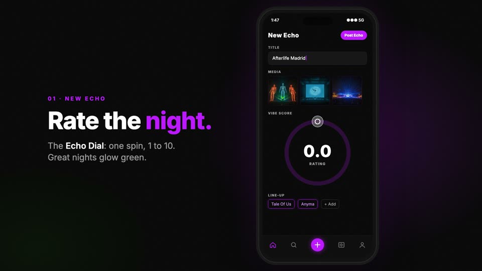 Memory Vault screen of the Echoes app